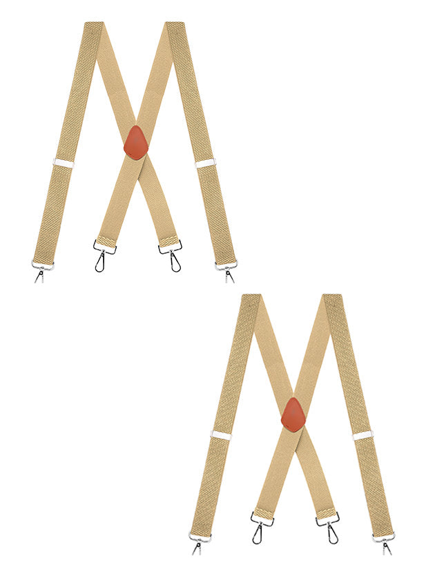 "Buyless Fashion Heavy Duty 2 Pack Suspenders for Men - 48"" Adjustable Straps 1 1/2"" - X Back with Strong Hooks"