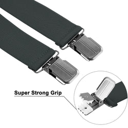 "Buyless Fashion 2 pack Suspenders for Men - 48"" Adjustable Straps 1 1/4"" - X Back With Black Clips"