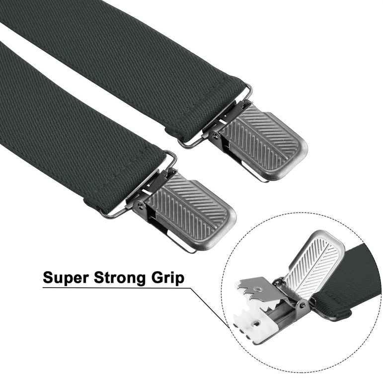 "Buyless Fashion 2 pack Suspenders for Men - 48"" Adjustable Straps 1 1/4"" - X Back With Black Clips"