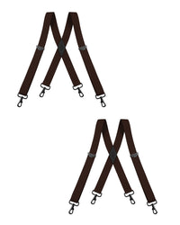"Buyless Fashion 2 pack Suspenders for Men - 48"" Adjustable Straps 1 1/4"" - X Back with Black Hooks"