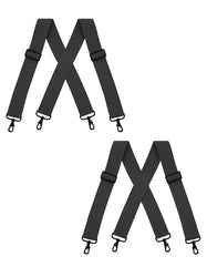 "Buyless Fashion Mens 2 Pack Suspenders - 48"" Elastic Adjustable Heavy Duty 2"" Wide - X Back With Black Hooks"
