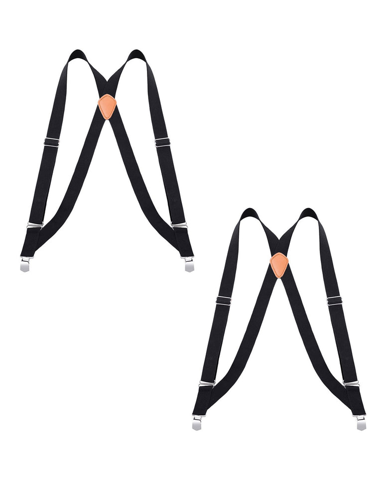 "Buyless Fashion Trucker 2 Pack Suspenders for Men - 48"" Elastic Adjustable Straps 1 1/4"" - X Back"