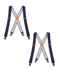 "Buyless Fashion 2 pack Suspenders for Men - 48"" Adjustable Straps 1 1/4"" - X Back With Black Clips"