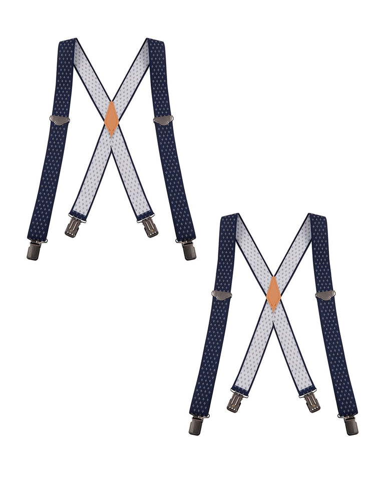 "Buyless Fashion 2 pack Suspenders for Men - 48"" Adjustable Straps 1 1/4"" - X Back With Black Clips"