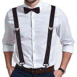 "Buyless Fashion 2 pack Suspenders for Men - 48"" Adjustable Straps 1 1/4"" - X Back with Black Hooks"