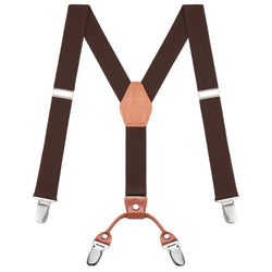 "Buyless Fashion Adjustable Suspenders for Kids - 26"" Elastic Straps 1"" - Leather Y Shape Back - 5151"