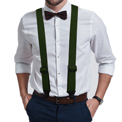 "Buyless Fashion Heavy Duty 2 Pack Suspenders for Men - 48"" Adjustable Straps 1 1/2"" - X Back with Black Plastic Clips"
