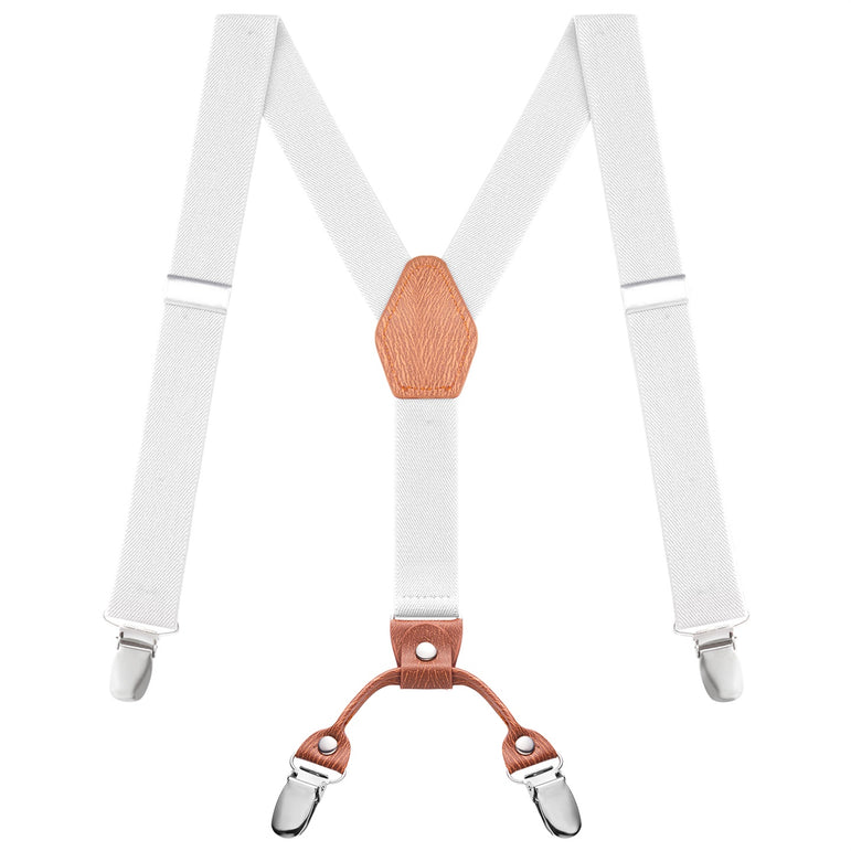 "Buyless Fashion Adjustable Suspenders for Kids - 26"" Elastic Straps 1"" - Leather Y Shape Back - 5151"