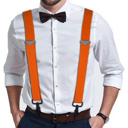 "Buyless Fashion 2 pack Suspenders for Men - 48"" Adjustable Straps 1 1/4"" - X Back with Black Hooks"