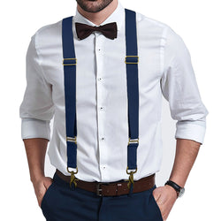 "Buyless Fashion Trucker Suspenders for Men - 48"" Elastic Adjustable Straps 1 1/4"" - X Back Utility Braces"