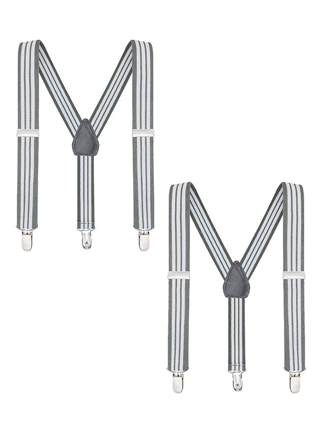 Buyless Fashion Adjustable 2 Pack Suspenders for Kids Toddlers Baby Elastic Solid Color 1 Inch - Y Back Design
