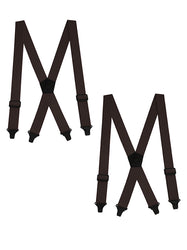 "Buyless Fashion Heavy Duty 2 Pack Suspenders for Men - 48"" Adjustable Straps 1 1/2"" - X Back with Black Plastic Clips"