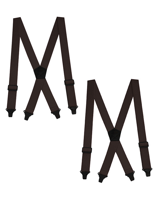 "Buyless Fashion Heavy Duty 2 Pack Suspenders for Men - 48"" Adjustable Straps 1 1/2"" - X Back with Black Plastic Clips"