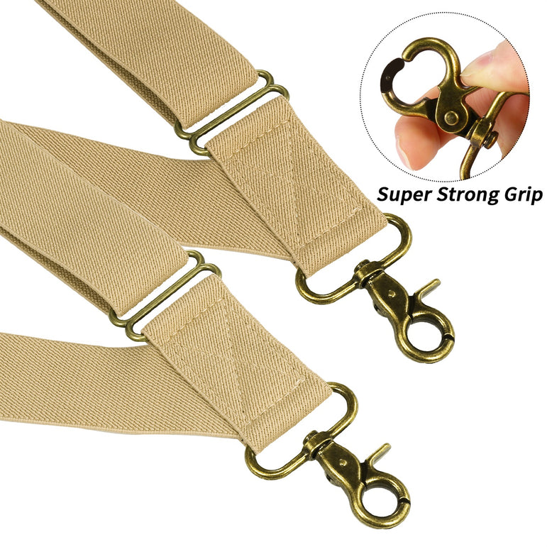 "Buyless Fashion Trucker Suspenders for Men - 48"" Elastic Adjustable Straps 1 1/4"" - X Back Utility Braces"