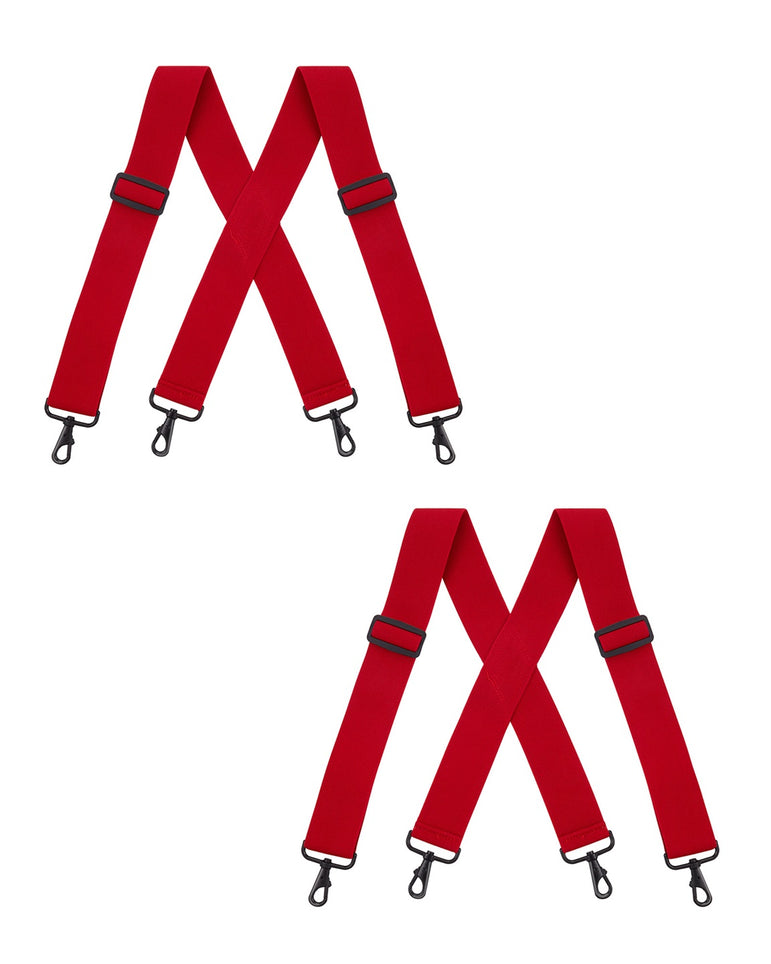 "Buyless Fashion Mens 2 Pack Suspenders - 48"" Elastic Adjustable Heavy Duty 2"" Wide - X Back With Black Hooks"