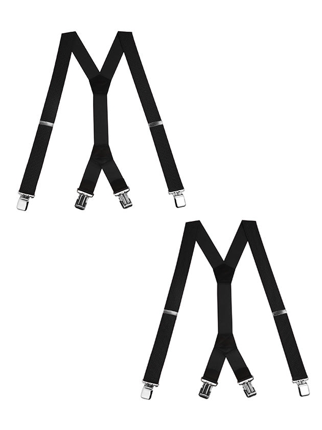 "Buyless Fashion Heavy Duty Textured 2 Pack Suspenders for Men - 48"" Adjustable Straps 1 1/2"" - Y Shape"