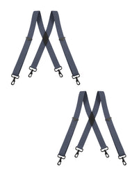 "Buyless Fashion 2 pack Suspenders for Men - 48"" Adjustable Straps 1 1/4"" - X Back with Black Hooks"