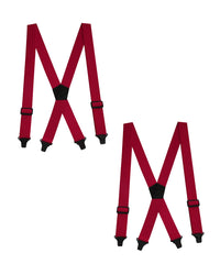 "Buyless Fashion Heavy Duty 2 Pack Suspenders for Men - 48"" Adjustable Straps 1 1/2"" - X Back with Black Plastic Clips"