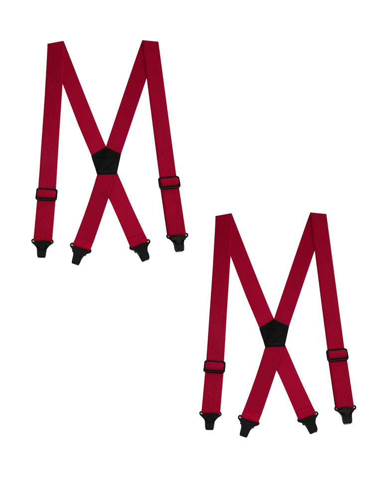 "Buyless Fashion Heavy Duty 2 Pack Suspenders for Men - 48"" Adjustable Straps 1 1/2"" - X Back with Black Plastic Clips"