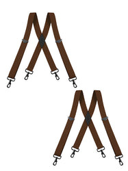 "Buyless Fashion 2 pack Suspenders for Men - 48"" Adjustable Straps 1 1/4"" - X Back with Black Hooks"