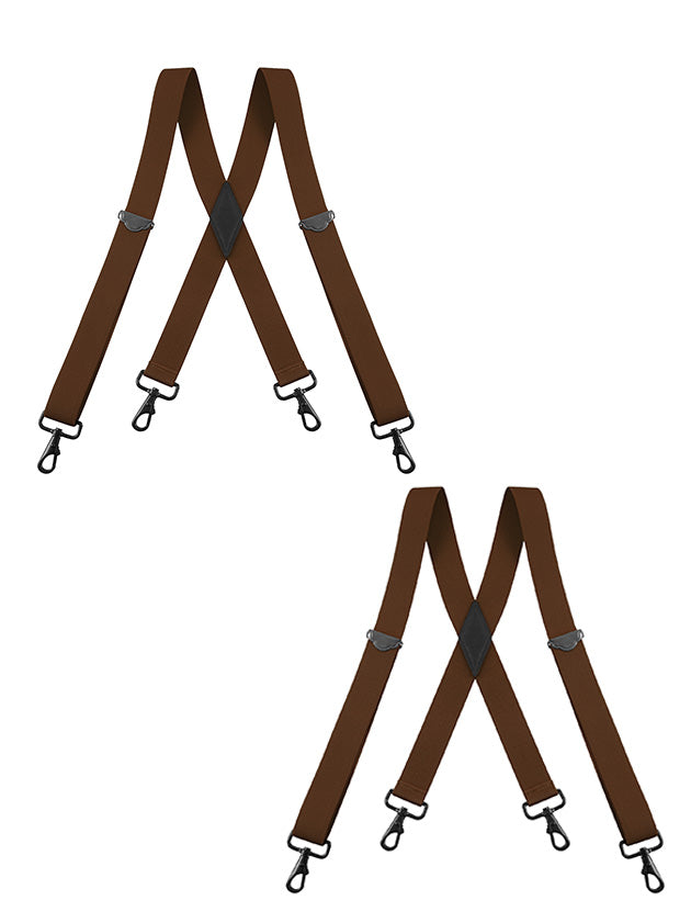 "Buyless Fashion 2 pack Suspenders for Men - 48"" Adjustable Straps 1 1/4"" - X Back with Black Hooks"