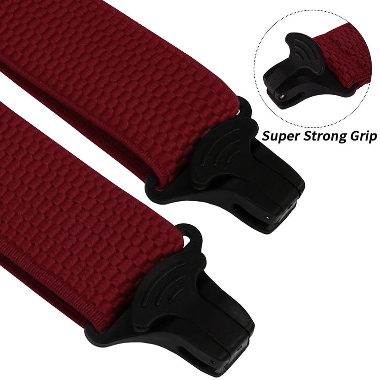 "Buyless Fashion Heavy Duty 2 Pack Suspenders for Men - 48"" Adjustable Straps 1 1/2"" - X Back with Black Plastic Clips"