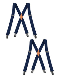 "Buyless Fashion 2 pack Suspenders for Men - 48"" Adjustable Straps 1 1/4"" - X Back With Black Clips"