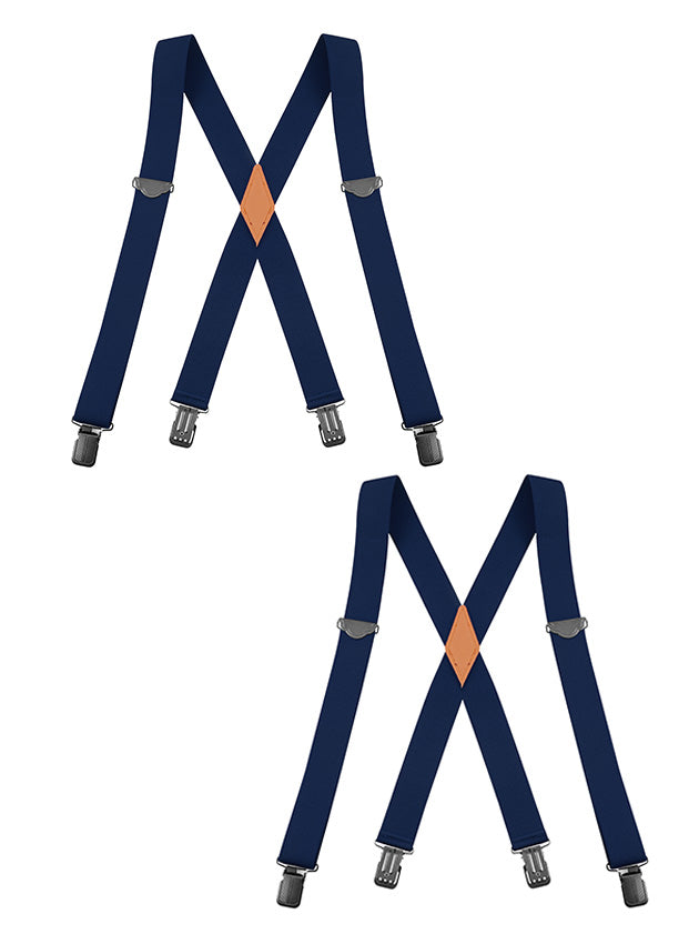 "Buyless Fashion 2 pack Suspenders for Men - 48"" Adjustable Straps 1 1/4"" - X Back With Black Clips"