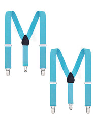 Buyless Fashion Adjustable 2 Pack Suspenders for Kids Toddlers Baby Elastic Solid Color 1 Inch - Y Back Design