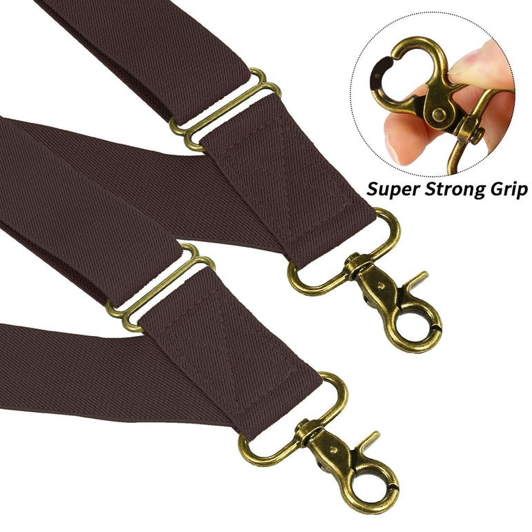 "Buyless Fashion Trucker Suspenders for Men - 48"" Elastic Adjustable Straps 1 1/4"" - X Back Utility Braces"