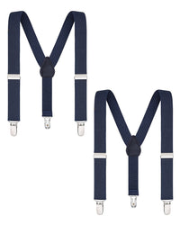 Buyless Fashion Adjustable 2 Pack Suspenders for Kids Toddlers Baby Elastic Solid Color 1 Inch - Y Back Design