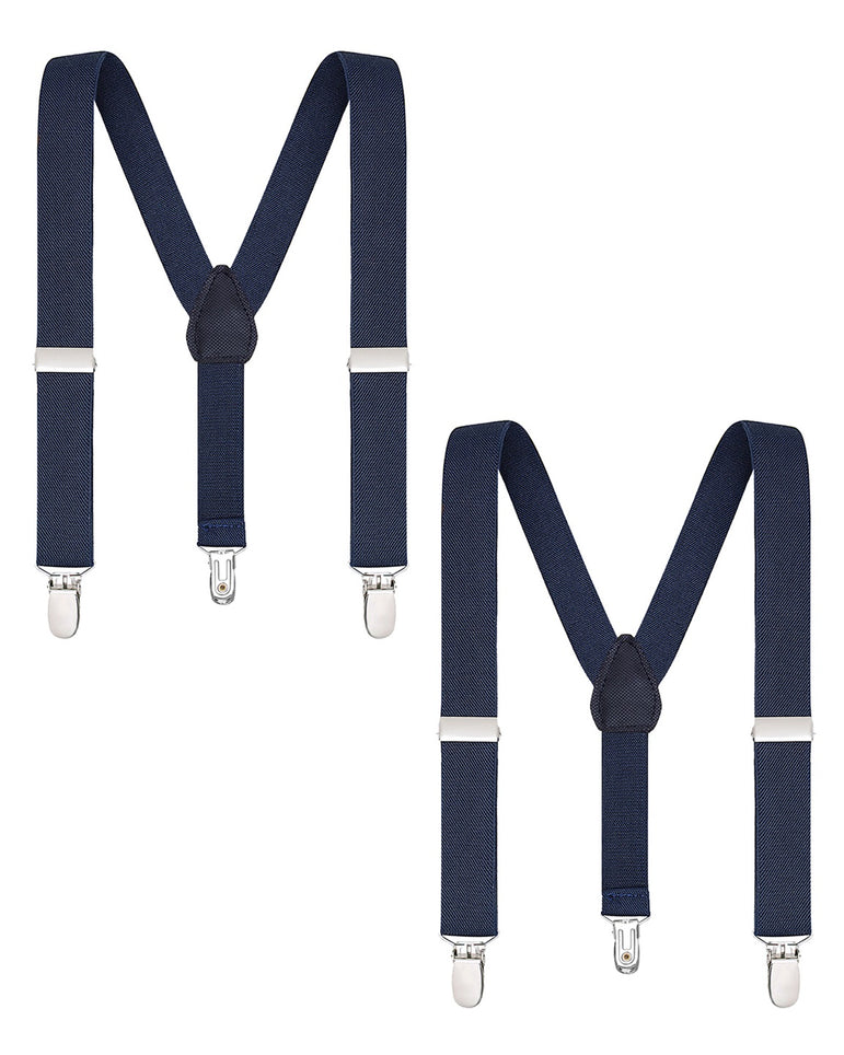 Buyless Fashion Adjustable 2 Pack Suspenders for Kids Toddlers Baby Elastic Solid Color 1 Inch - Y Back Design