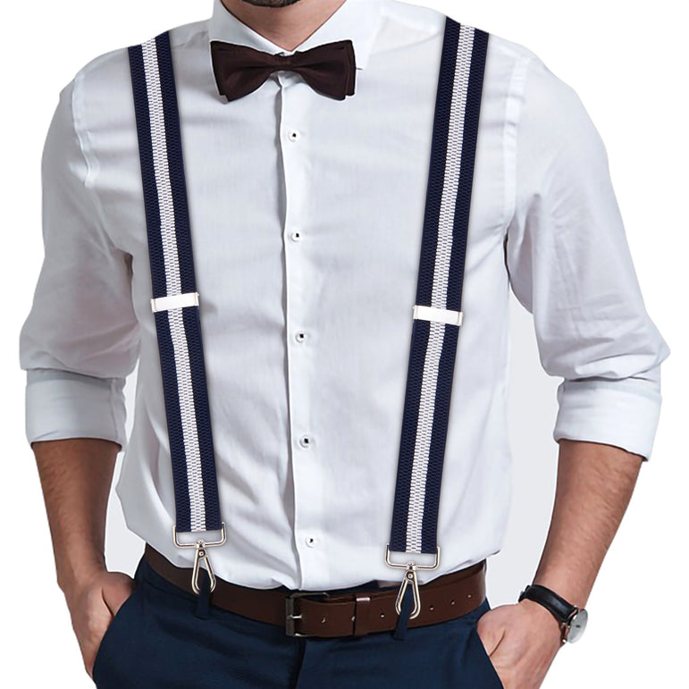 "Buyless Fashion Heavy Duty 2 Pack Suspenders for Men - 48"" Adjustable Straps 1 1/2"" - X Back with Strong Hooks"