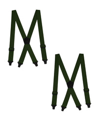 "Buyless Fashion Heavy Duty 2 Pack Suspenders for Men - 48"" Adjustable Straps 1 1/2"" - X Back with Black Plastic Clips"