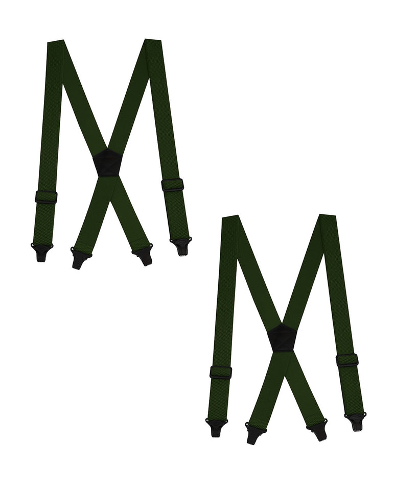 "Buyless Fashion Heavy Duty 2 Pack Suspenders for Men - 48"" Adjustable Straps 1 1/2"" - X Back with Black Plastic Clips"