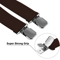 "Buyless Fashion 2 pack Suspenders for Men - 48"" Adjustable Straps 1 1/4"" - X Back With Black Clips"