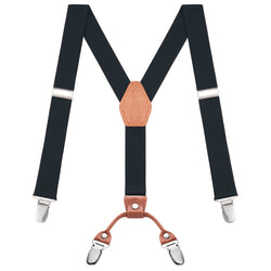 "Buyless Fashion Adjustable Suspenders for Kids - 26"" Elastic Straps 1"" - Leather Y Shape Back - 5151"