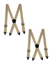 "Buyless Fashion Heavy Duty 2 Pack Suspenders for Men - 48"" Adjustable Straps 1 1/2"" - X Back with Black Plastic Clips"