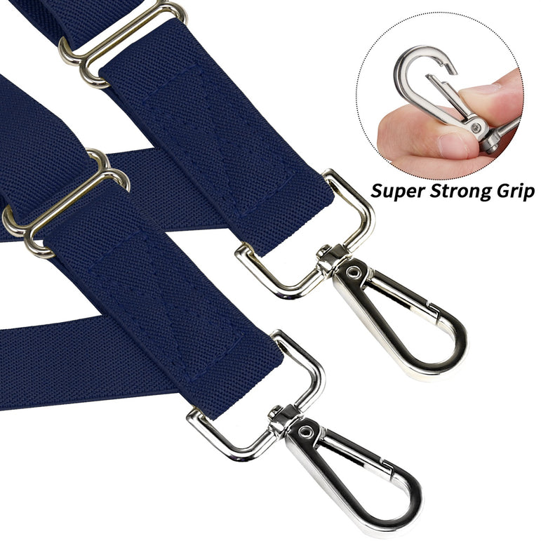 "Buyless Fashion Trucker 2 Pack Suspenders for Men - 48"" Elastic Adjustable Straps 1"" - X Back Utility Braces"