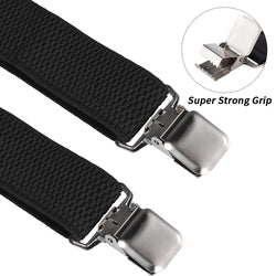 "Buyless Fashion Heavy Duty Textured 2 Pack Suspenders for Men - 48"" Adjustable Straps 1 1/2"" - Y Shape"