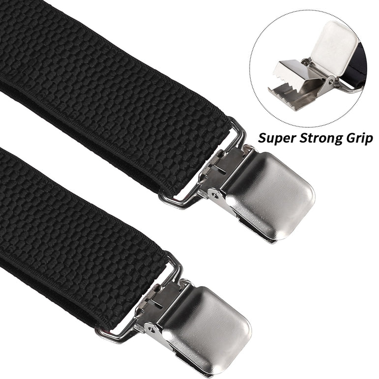 "Buyless Fashion Heavy Duty Textured 2 Pack Suspenders for Men - 48"" Adjustable Straps 1 1/2"" - Y Shape"