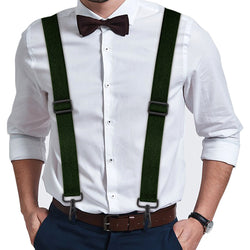 "Buyless Fashion Heavy Duty 2 Pack Suspenders for Men - 48"" Adjustable Straps 1 1/2"" - X Back with Strong Hooks"