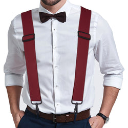 "Buyless Fashion Mens 2 Pack Suspenders - 48"" Elastic Adjustable Heavy Duty 2"" Wide - X Back With Black Hooks"