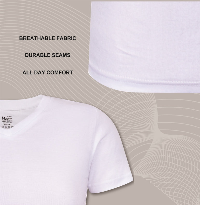 Buyless Fashion Mens Tagless Undershirts Soft Cotton Crew Neck and V-Neck (3 Pack)