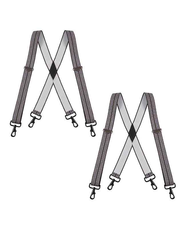 "Buyless Fashion 2 pack Suspenders for Men - 48"" Adjustable Straps 1 1/4"" - X Back with Black Hooks"