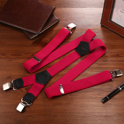 "Buyless Fashion Heavy Duty Textured 2 Pack Suspenders for Men - 48"" Adjustable Straps 1 1/2"" - Y Shape"