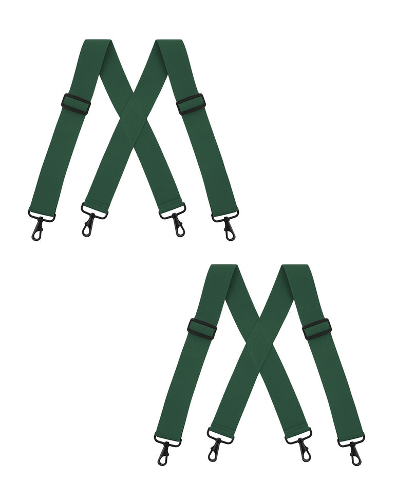 "Buyless Fashion Mens 2 Pack Suspenders - 48"" Elastic Adjustable Heavy Duty 2"" Wide - X Back With Black Hooks"