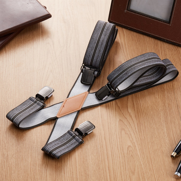"Buyless Fashion 2 pack Suspenders for Men - 48"" Adjustable Straps 1 1/4"" - X Back With Black Clips"
