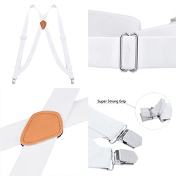 "Buyless Fashion Trucker 2 Pack Suspenders for Men - 48"" Elastic Adjustable Straps 1 1/4"" - X Back"