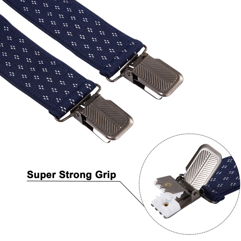 "Buyless Fashion 2 pack Suspenders for Men - 48"" Adjustable Straps 1 1/4"" - X Back With Black Clips"